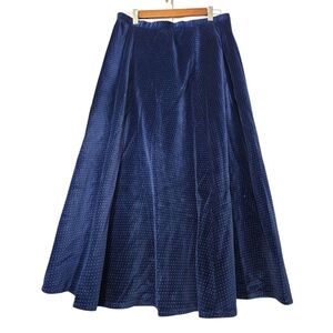 Geoffrey Beene Navy Polkadot Velvet Maxi Skirt